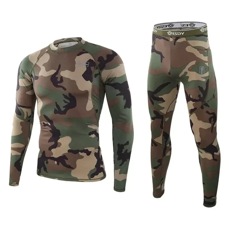 Men's Tactical Thermal Underwear Set Base Layer Outdoor Cycling Breathable