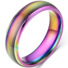 Jude Jewelers 4mm Stainless Steel Temperature Sensative Color 8, Rainbow 