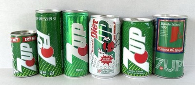 7Up Collectible Soda Pop Empty Cans Lot of 6 Vintage