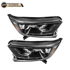 Silscvtt RH+LH Headlight Assembly For Honda CR-V 2017-2022 Halogen Black Housing