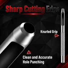 - Hollow Leather Hole Punch Set, 1/8"- 3/4", 12 pcs, Silver, Carbon Steel Lea...
