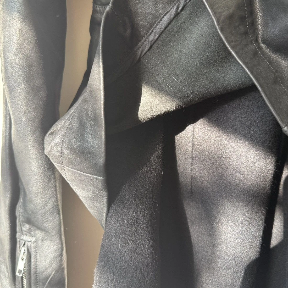Rick Owens Stooges Leather Biker Jacket Cashmere Lining Black Sz IT 50 Italy - product detail image 18