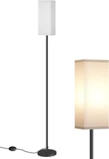 Floor Lamp, Pole Lamp with Foot Switch, Modern Standing White + Black 