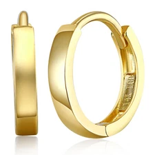 Wellingsale 14k Yellow Gold 2mm Huggies Earrings (11 x 11 mm)