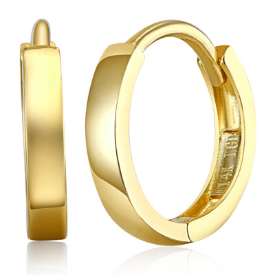 Wellingsale 14k Gelbgold 2mm Huggies Ohrringe (11 x 11 mm)