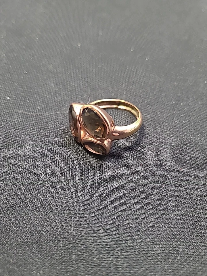 Anillo de cena de topacio, banda de aleación de cobre, tamaño 10 EE. UU. 6,7 g Foto 3 de 4