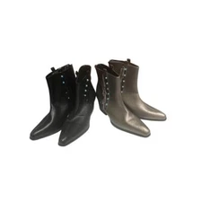 Crazy Train Boots Womens Size 10 Black Silver Faux Leather Pointed Toes