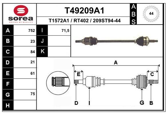Cardan acier forgé haute résistance pour Kangoo 1.6 16V et 1.9 dCi 4x4