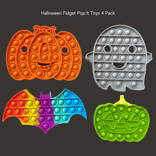Halloween Popit Fidget Toys Popping Toy Sensory Set Stress Relief 4 PK 