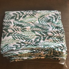 CLOUD ISLAND Baby Blanket Green Leaves Fern Lightweight White Muslin Swaddle