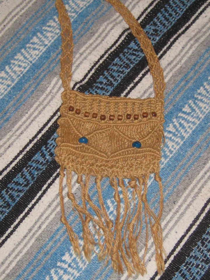 Bolso Cartera Macramé Vintage Años 70 Auténtico Hecho a Mano Hippie Boho Woodstock Foto 2 de 4