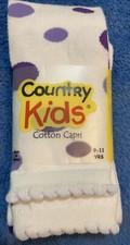 Girl s Country Kids Cotton Capri Tights Size 9-11 Years Big Random Dot Purple