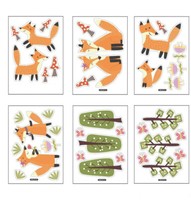 39 Aufkleber Fuchs Wald Pilze Diy Wandtattoo Cartoon Falter Sticker Tattoo