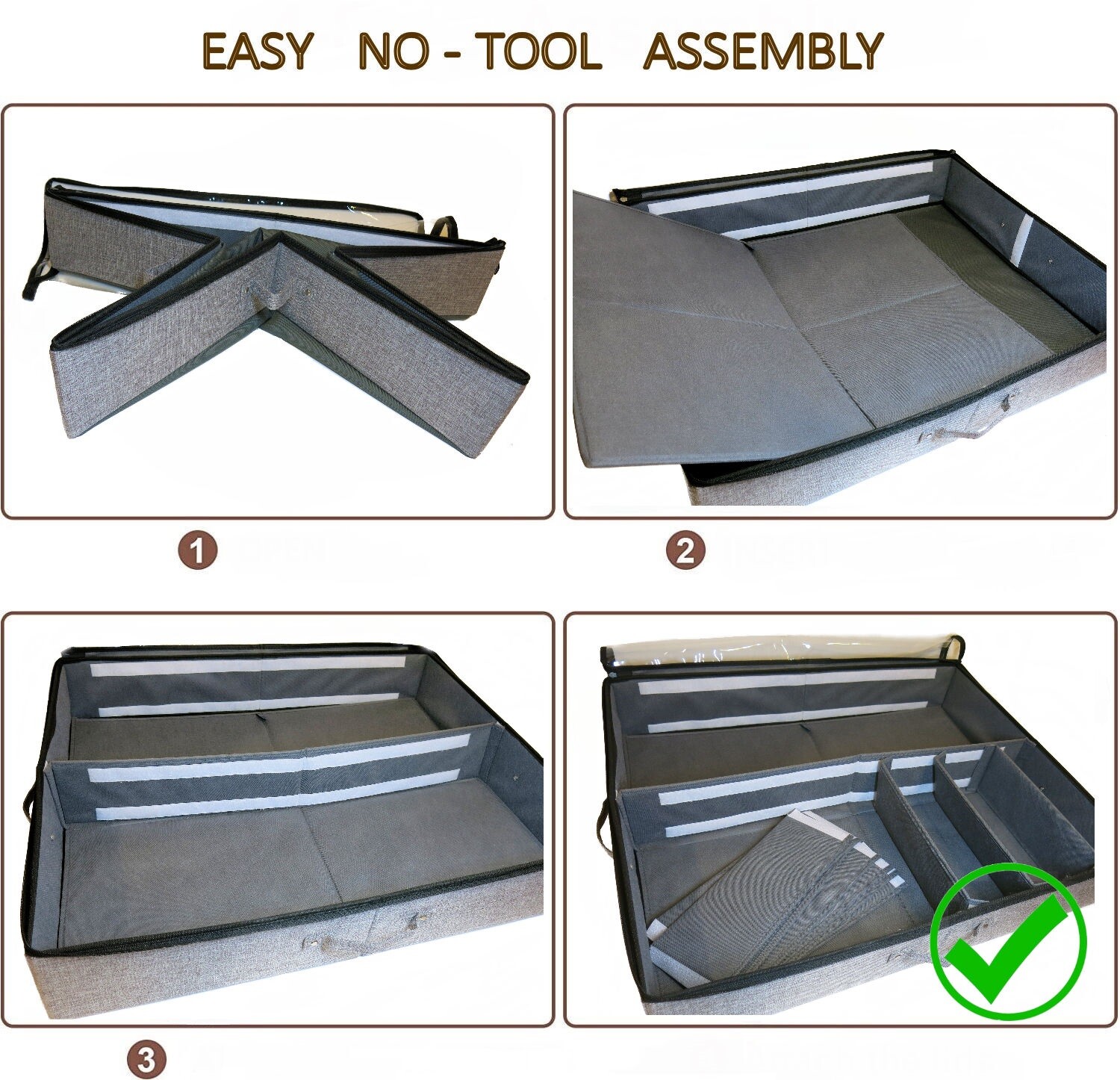 Under Bed Shoe Storage Organizer, Adjustable Space Foldup Storage Bin