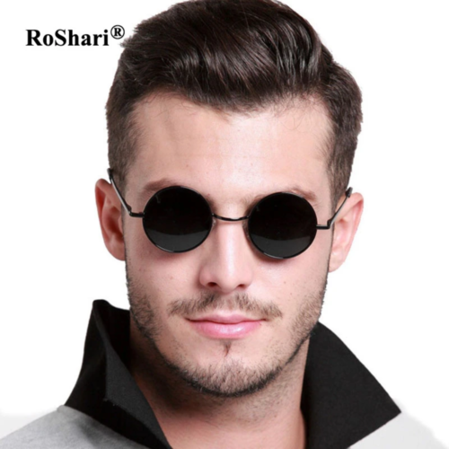 Lunettes de soleil polarisées RoShari Vintage Steampunk Femmes Marque Homme Rond Blac - Photo 1/18