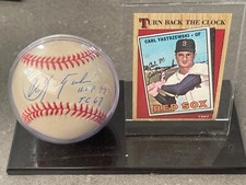 Carl Yastrzemski Signed Baseball 1987 Topps Baseball Card with Holder