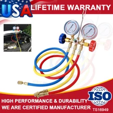 Manifold Gauge Set A/C Charging Hose Air Conditioner HVAC Recharge Service Kits