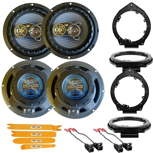300W 4-way 6.5"" Front/Rear Door Speakers w/ kit for 2007-2013 Silverado 1500