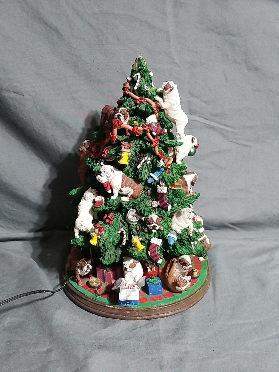 Danbury Mint English Bulldog Lighted Christmas Tree Missing Star