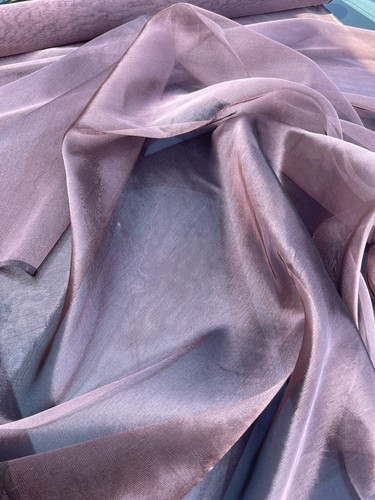 FABULOUS QUALITY SILK METALLIC ORGANZA PLAIN OR SILK TISSUE - BLACK/ COPPER!!! - Picture 3 of 4