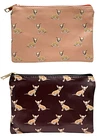Chihuahua cosmetic make up bag coin case Black Pink zipped lined Dog lover gift
