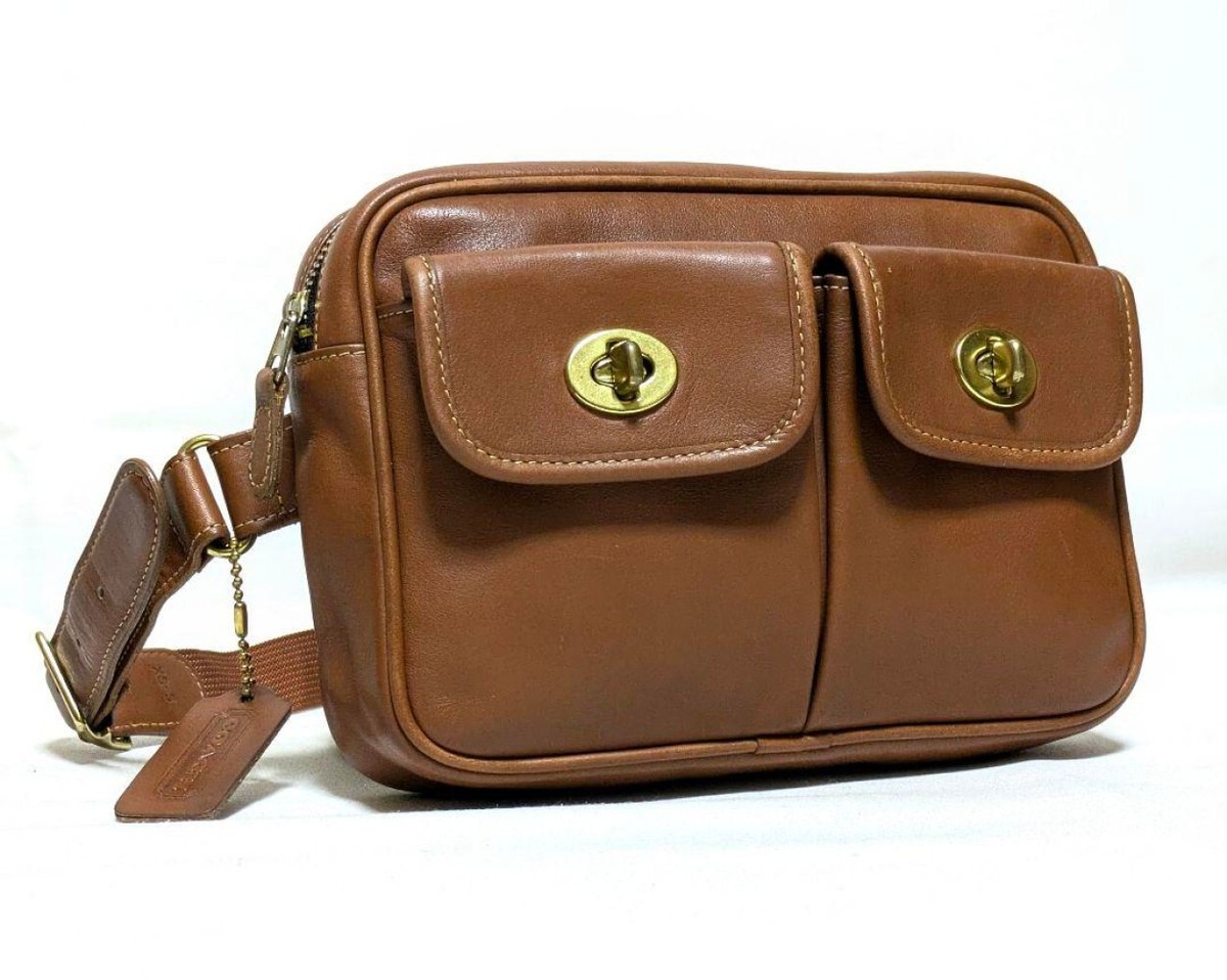 Vintage Coach 0516 Body Bag Waist Pouch Bag Leather Brown Vintage Coach 0516 Body Bag Waist Pouch Bag Leather Brown