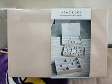 Stackers Supersize Leather & Velvet Jewelery Box Set Of 3 Pink Same Day Shipping