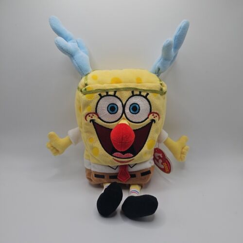TY Spongebob Squarepants - Rudolph Christmas Sleighride 2004 RETIRED 10" Beanie
