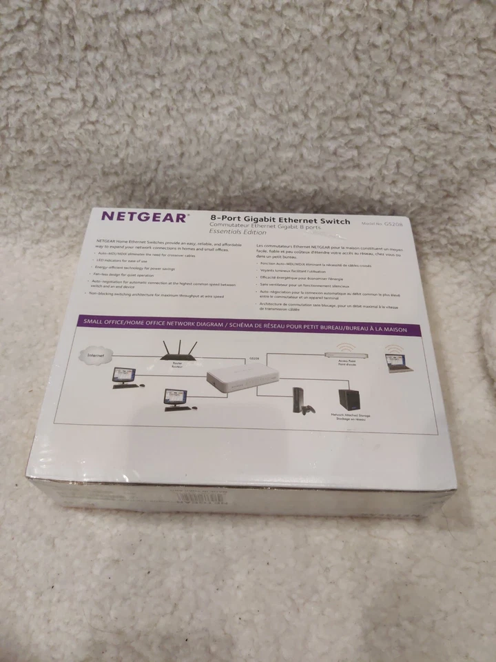 NETGEAR 8-Port Gigabit Ethernet Switch GS208 - New/ Sealed - Image 2 of 2