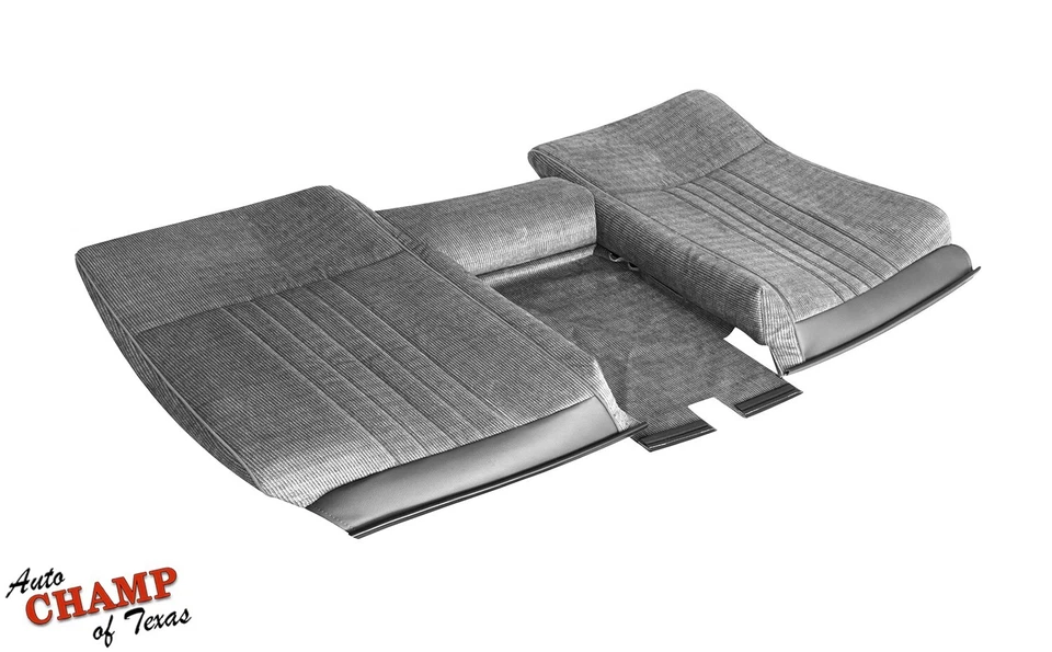 1990 1991 Ford F150 F250 F350 XLT -Bottom/Lean Back Bench Seat Cloth Covers Gray - Image 2 of 4