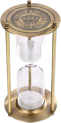 Hourglass 30 Minute Sand Timer, Vintage Brass White Sand Clock, Metal SandWatch
