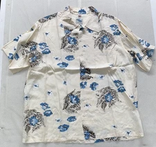 Aloha Kona Bay White Rayon Hawaiian Shirt Short Sleeve Size 2XL