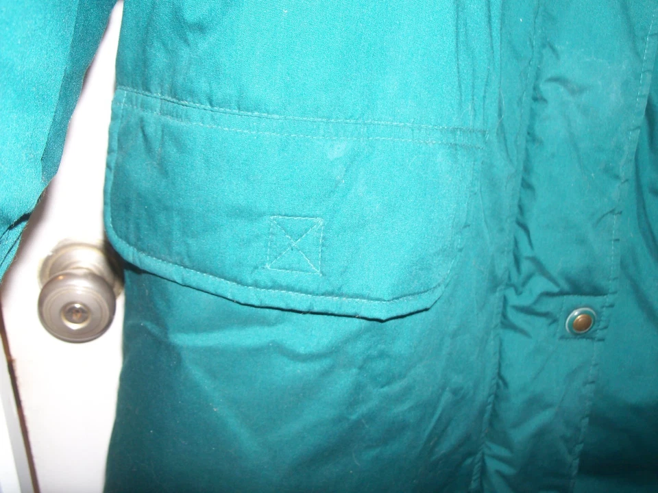 WOMENS MULBERRY STREET LONG BLUE GREEN WINDBREAKER DOWN JACKET COAT SIZE MEDIUM - Image 4 of 4