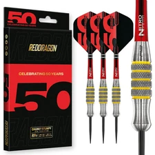 Red Dragon 50 Year Chunky Stumpy 7 Steel Tip Darts 28 gram 85% Tungsten