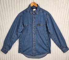 Wrangler Riggs Workwear 100 Cotton Denim Long Sleeve Button Down Shirt Medium