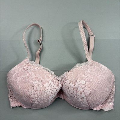 Victoria Secret IPEX Bra 34D Demi Pink Lace Underwire Adjustable Strap