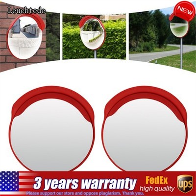 2PCS 24'' Convex Traffic Mirror Wide Angle Blind Spot Corner Road Parking Safety