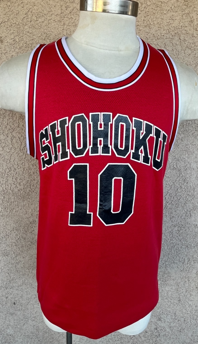 Vintage 90's Bandai Shohoku #10 Red Basketball Jersey Shirt Men's