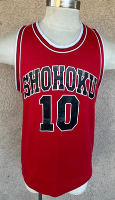 Vintage 90's Bandai Shohoku #10 Red Basketball Jersey Shirt Men's