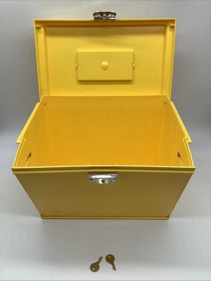 VTG Oxford File Collapsible File Box PVC Storage Doc Carrier Portable Latch KEY!