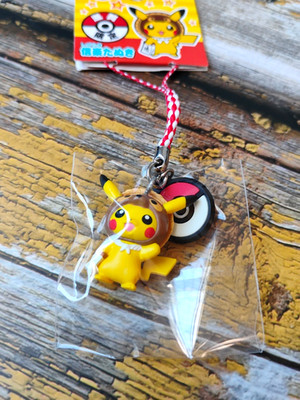 TANUKI Pikachu - 2015 Pokemon Gotochi Shiga Limited Phone Strap Keychain Figure