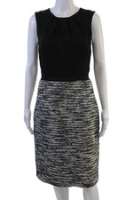 Oscar de la Renta Women Sheath Pencil Dress Black Sleeveless Size 2
