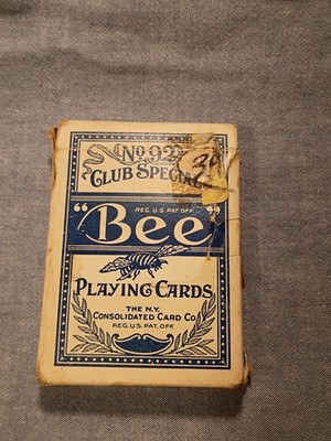 Vintage BEE no.92 Club Special Playing Cards w/Tax Stamp -complete pack