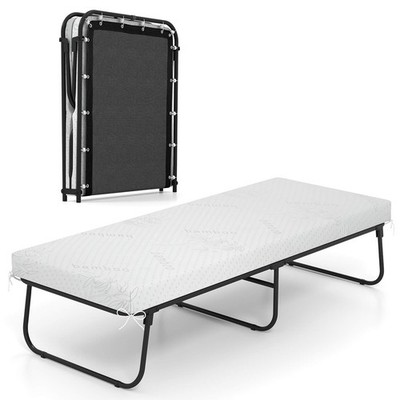75'' x 31'' Folding Bed w/ Memory Foam Breathable Mesh & Heavy-Duty Metal Frame