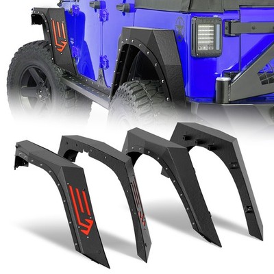Front & Rear 4 PCS  Fender Flares For 2007-2018 Jeep Wrangler JK JKU Unlimited