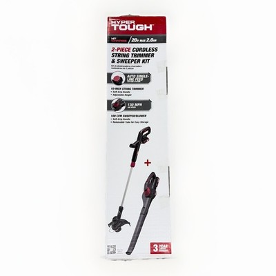 Hyper Tough 20V Cordless Trimmer & Sweeper Combo Kit 10'' 130MPH NEW