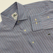 Lacoste Men's Blue Stripe Dress Shirt Button Down Long Sleeve Cotton Size 38
