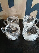 Vintage 1970s Nestle Glass World Map Globe Mug Set - Set of 4