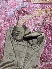 House of CB XS D-DD Myrna Olive green Corset Slip Dress NWOT size XS