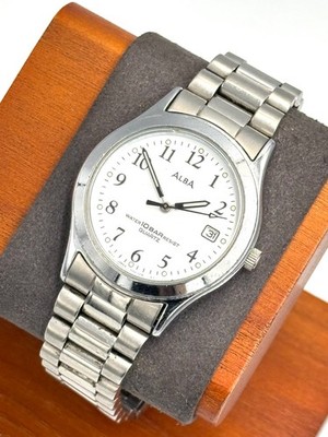 vintage seiko alba 33mm Men Quartz Watch V732-0L80 New Battery -f793